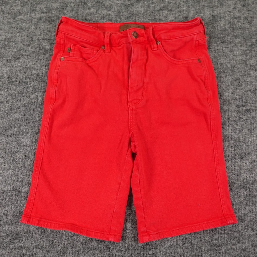 Judy Blue Shorts‎ Womens Large Red Bermuda Tummy Control Garment Dyed JB150279